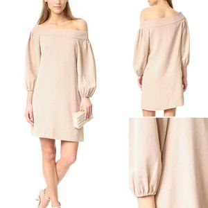Tibi off the shoulder tan dress